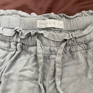 Wide leg grey-blue pants, high waisted